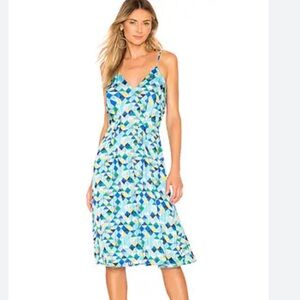 NWT House Of Harlow x Revolve Ines Midi Dress Womens XSmall Green Blue Strappy